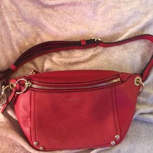 Henri Bendel NY leather, red fanny, waist belt.